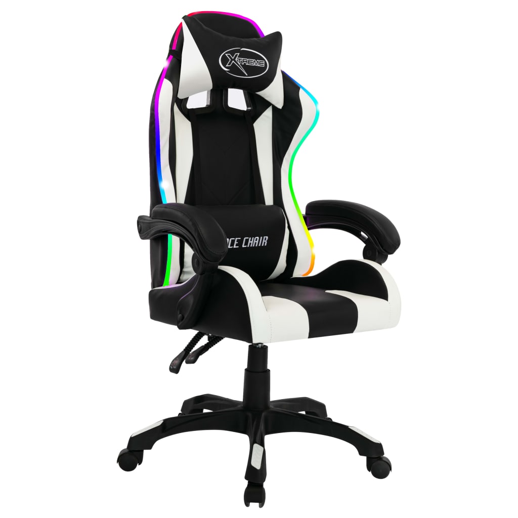 Sedia Da Gaming Con Luci A Led Rgb Rossa E Nera In Similpelle