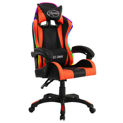 Sedia Da Gaming Con Luci A Led Rgb Rossa E Nera In Similpelle