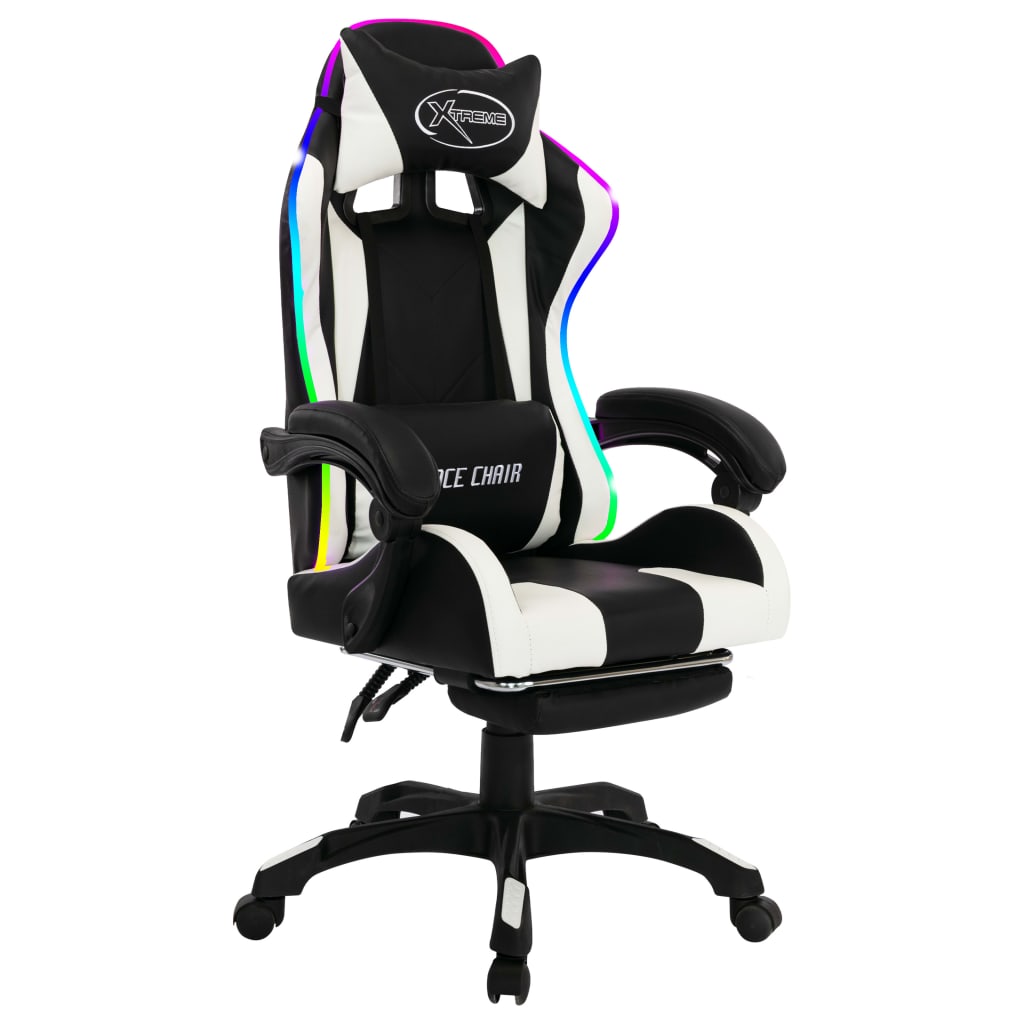 Sedia Da Gaming Con Luci A Led Rgb Rossa E Nera In Similpelle
