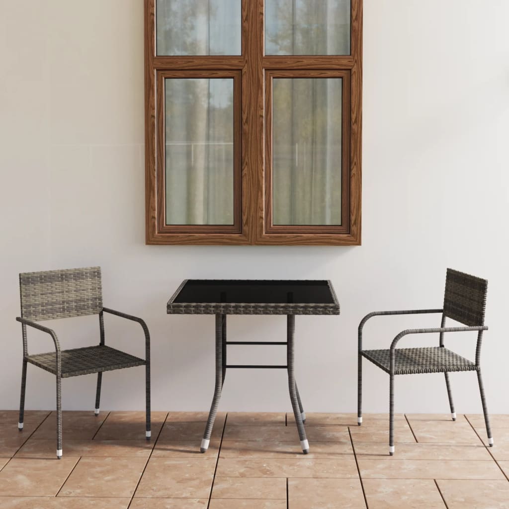 Set Mobili Da Pranzo Per Giardino 5 Pz In Polyrattan Grigio