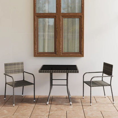 Set Mobili Da Pranzo Per Giardino 5 Pz In Polyrattan Grigio