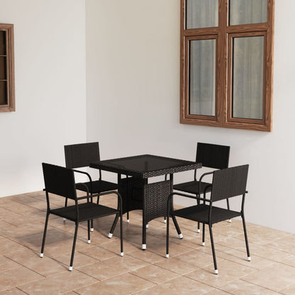 Set Mobili Da Pranzo Per Giardino 5 Pz In Polyrattan Grigio