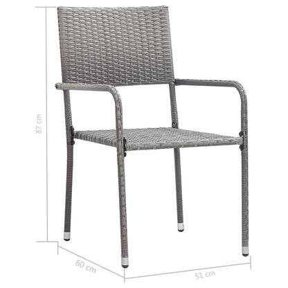 Set Mobili Da Pranzo Per Giardino 5 Pz In Polyrattan Grigio