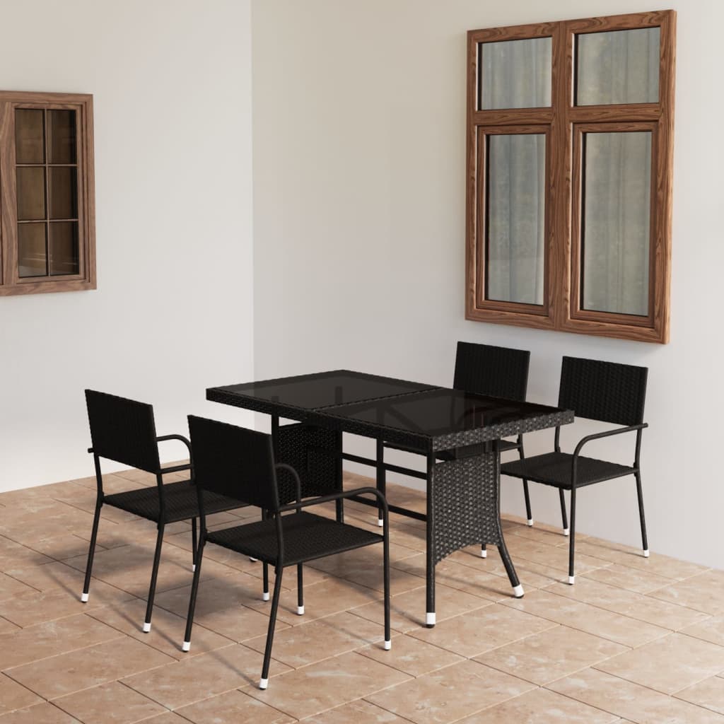 Set Mobili Da Pranzo Per Giardino 5 Pz In Polyrattan Grigio