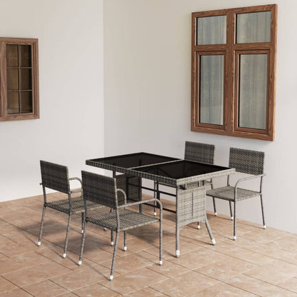 Set Mobili Da Pranzo Per Giardino 5 Pz In Polyrattan Grigio