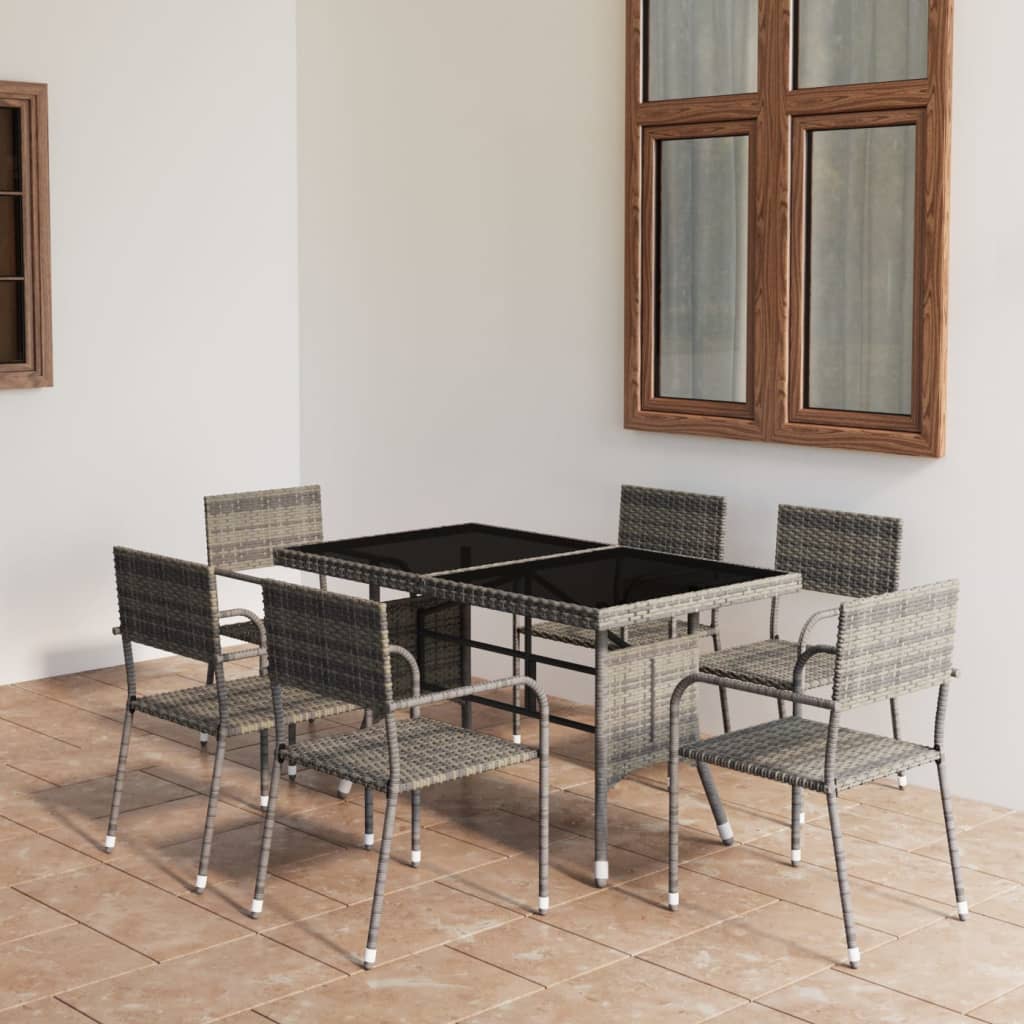Set Mobili Da Pranzo Per Giardino 5 Pz In Polyrattan Grigio