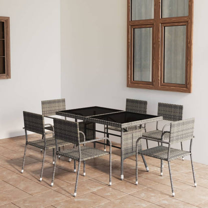 Set Mobili Da Pranzo Per Giardino 5 Pz In Polyrattan Grigio