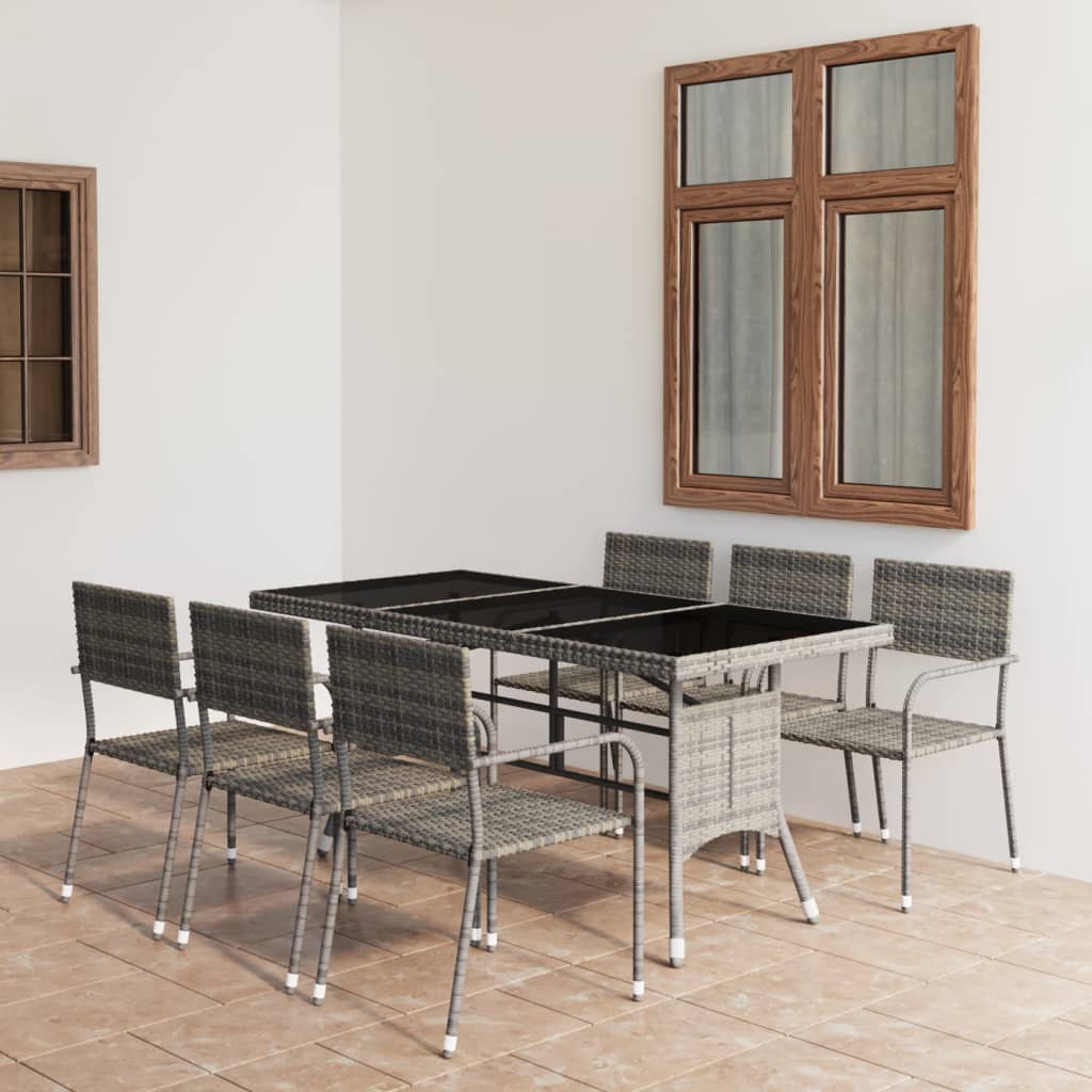 Set Mobili Da Pranzo Per Giardino 5 Pz In Polyrattan Grigio