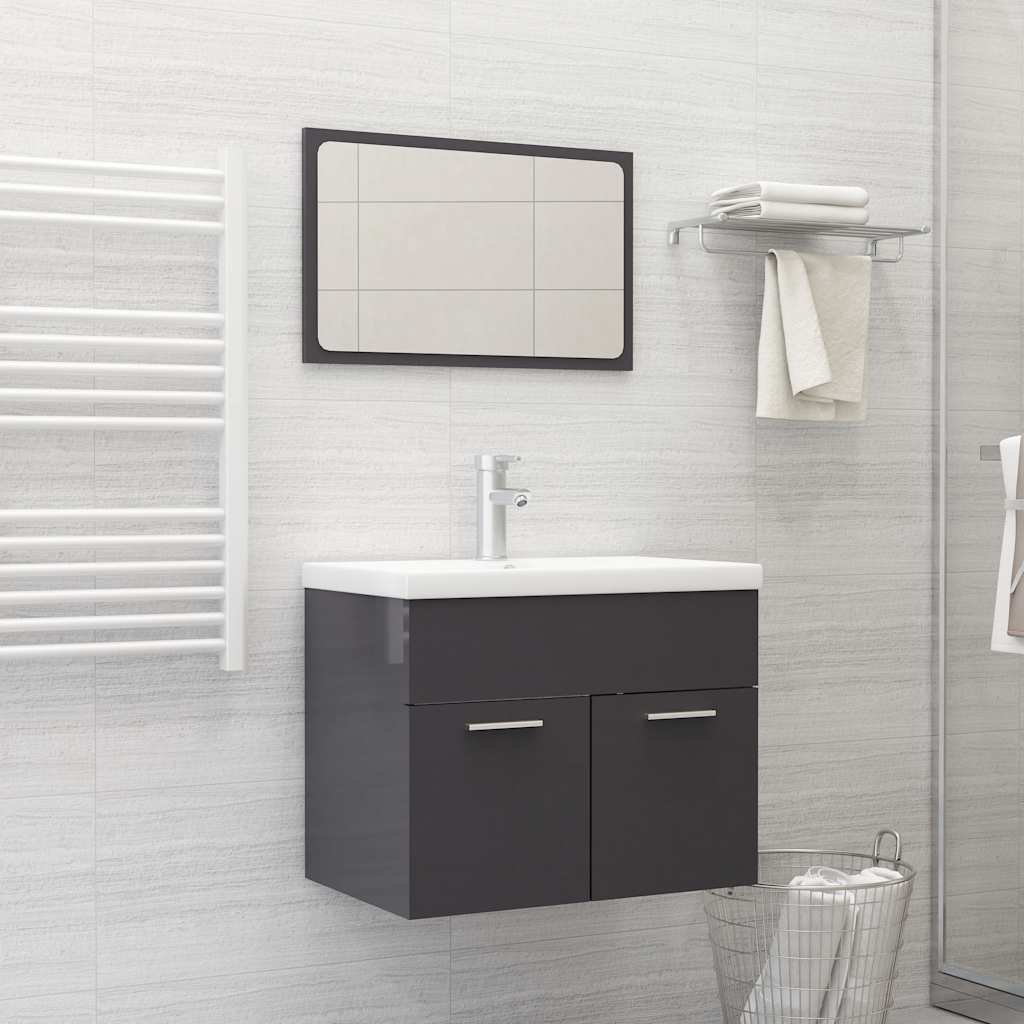 Set Mobili Da Bagno 2 Pz In Legno Multistrato