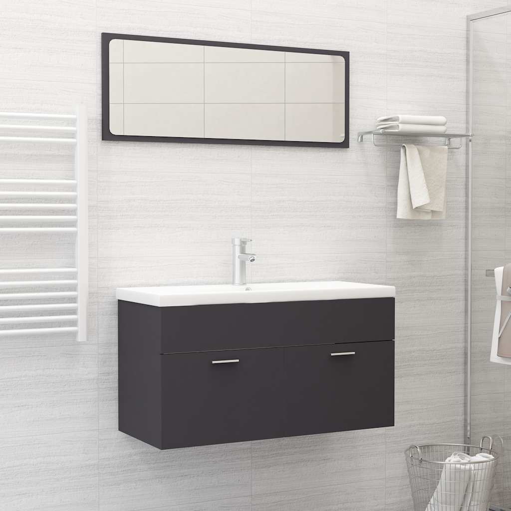 Set Mobili Da Bagno 2 Pz In Legno Multistrato