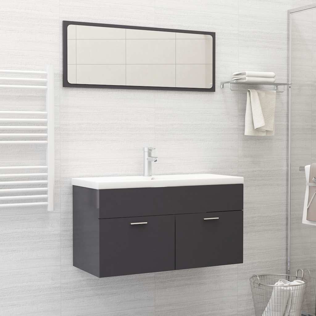 Set Mobili Da Bagno 2 Pz In Legno Multistrato