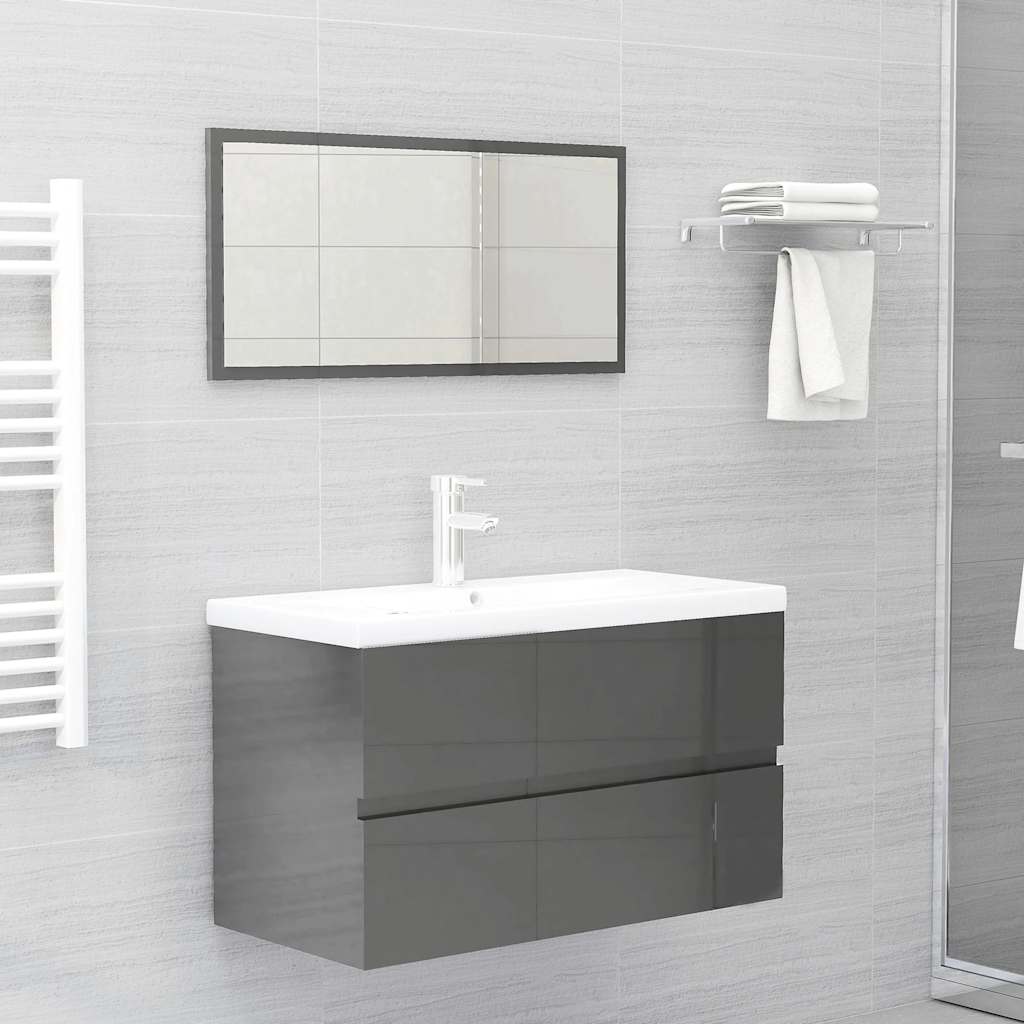 Set Mobili Da Bagno 2 Pz In Legno Multistrato