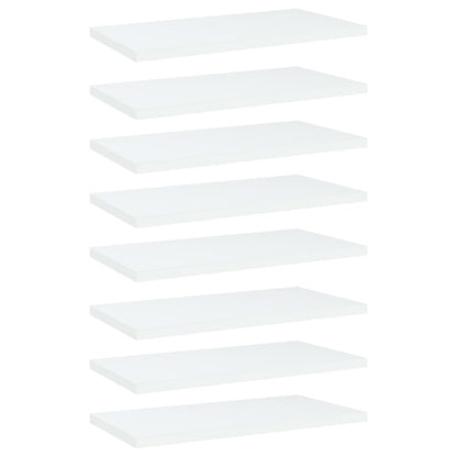 Ripiani Per Libreria 8Pz Bianchi 40X20X1,5 Cm Legno Multistrato Grigio Cemento