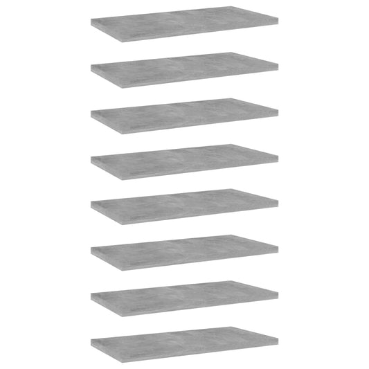 Ripiani Per Libreria 8Pz Grigio Cemento 40X20X1,5Cm Multistrato Grigio Cemento
