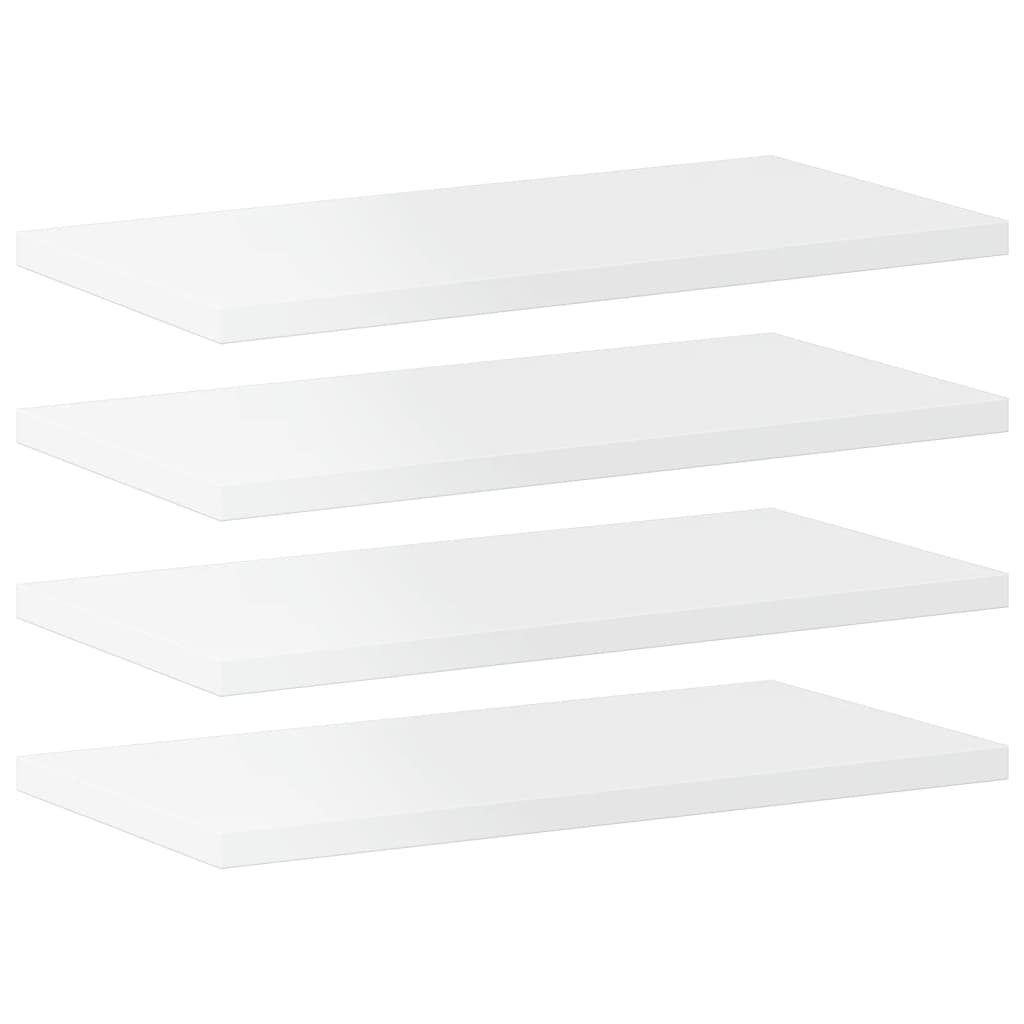 Ripiani Per Libreria 4 Pz Bianco Lucido 40X20X1,5Cm Multistrato Grigio Cemento