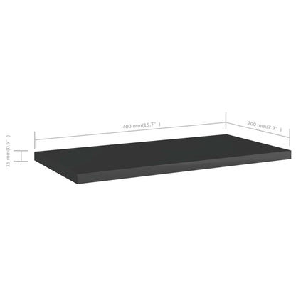 Ripiani Per Libreria 8Pz Nero Lucido 40X20X1,5Cm Multistrato Grigio Cemento