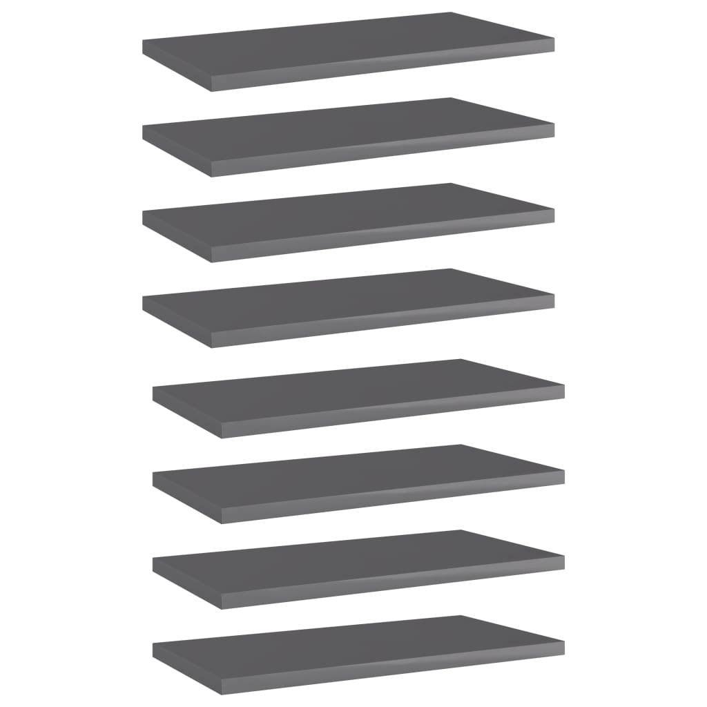 Ripiani Per Libreria 8Pz Grigio Lucido 40X20X1,5Cm Multistrato Grigio Cemento