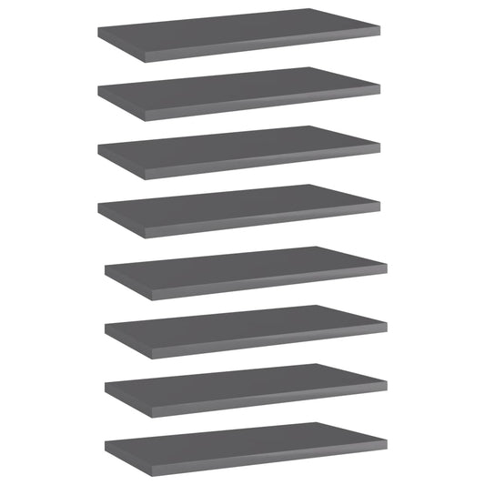 Ripiani Per Libreria 8Pz Grigio Lucido 40X20X1,5Cm Multistrato Grigio Cemento