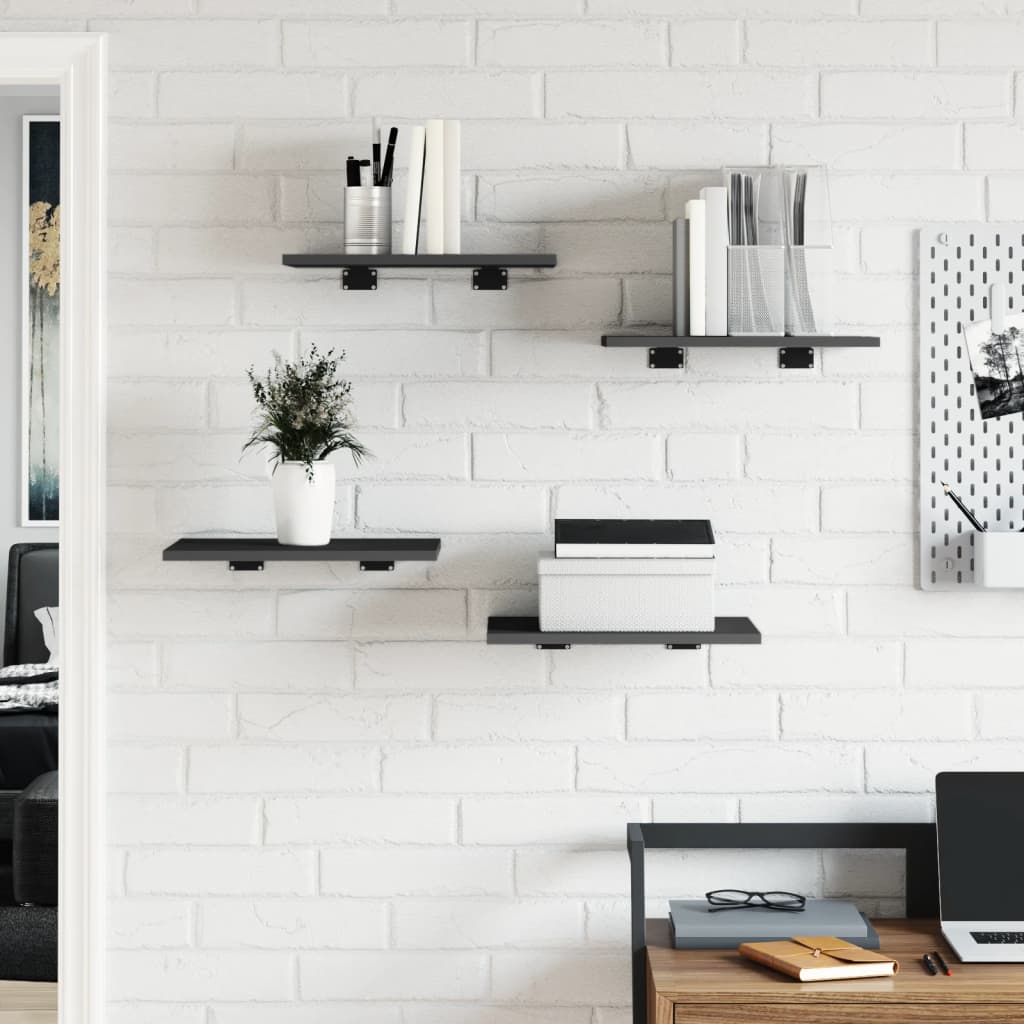 Ripiani Per Libreria 4Pz Grigi 40X30X1,5Cm In Legno Multistrato Grigio Cemento