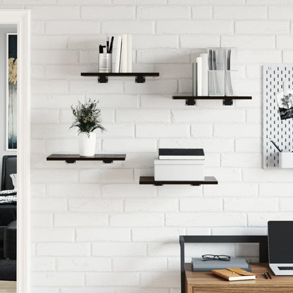 Ripiani Per Libreria 4Pz Nero Lucido 40X30X1,5Cm Multistrato Grigio Cemento