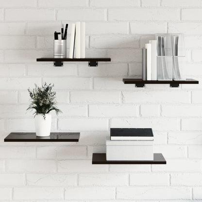 Ripiani Per Libreria 4Pz Nero Lucido 40X30X1,5Cm Multistrato Grigio Cemento