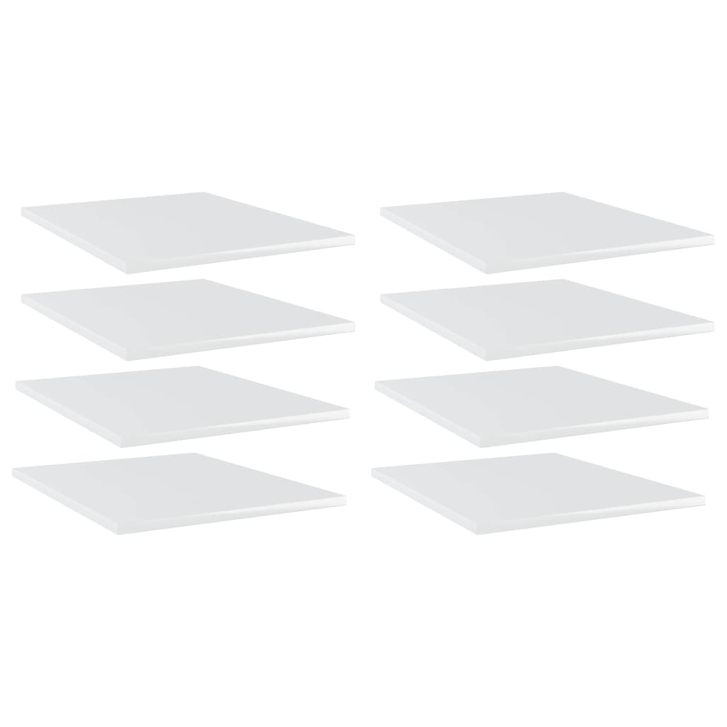 Ripiani Per Libreria 8Pz Bianco Lucido 40X50X1,5Cm Multistrato Grigio Cemento