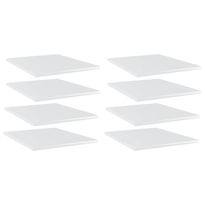 Ripiani Per Libreria 8Pz Bianco Lucido 40X50X1,5Cm Multistrato Grigio Cemento