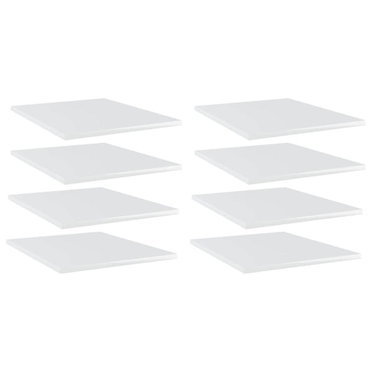 Ripiani Per Libreria 8Pz Bianco Lucido 40X50X1,5Cm Multistrato Grigio Cemento