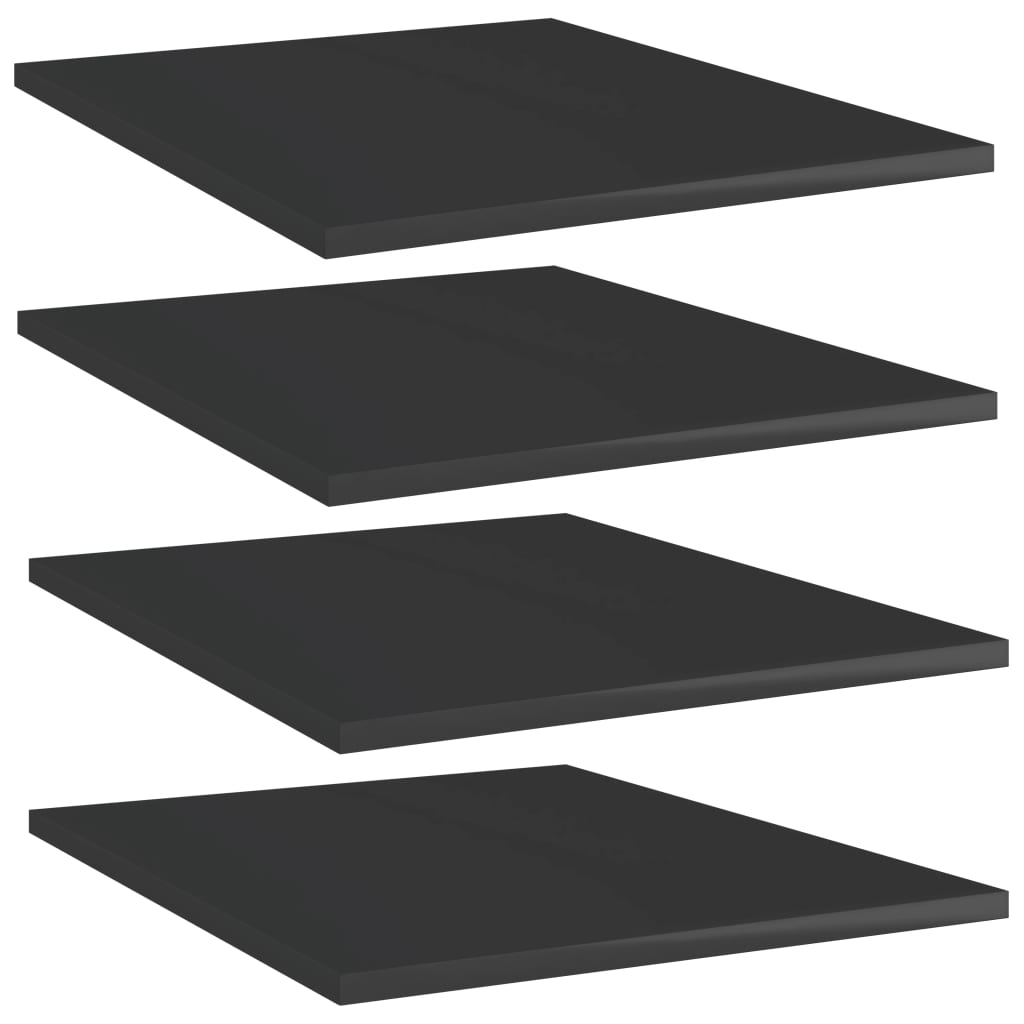 Ripiani Per Libreria 4Pz Nero Lucido 40X50X1,5Cm Multistrato Grigio Cemento
