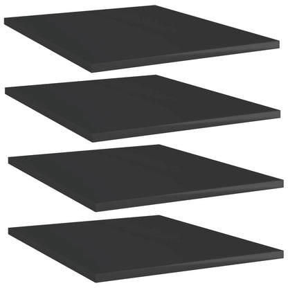Ripiani Per Libreria 4Pz Nero Lucido 40X50X1,5Cm Multistrato Grigio Cemento