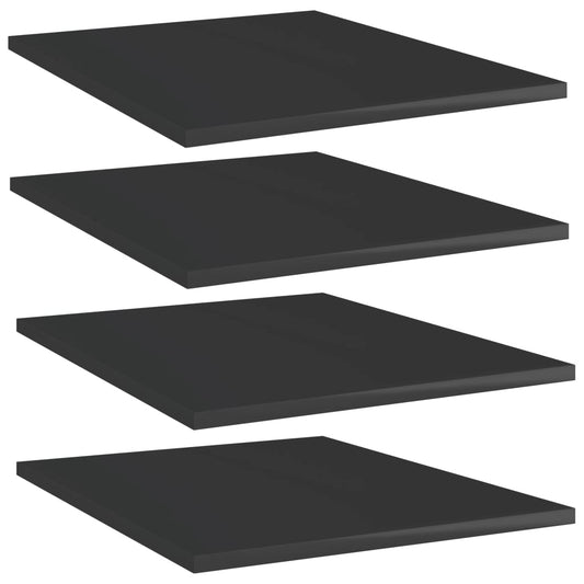 Ripiani Per Libreria 4Pz Nero Lucido 40X50X1,5Cm Multistrato Grigio Cemento
