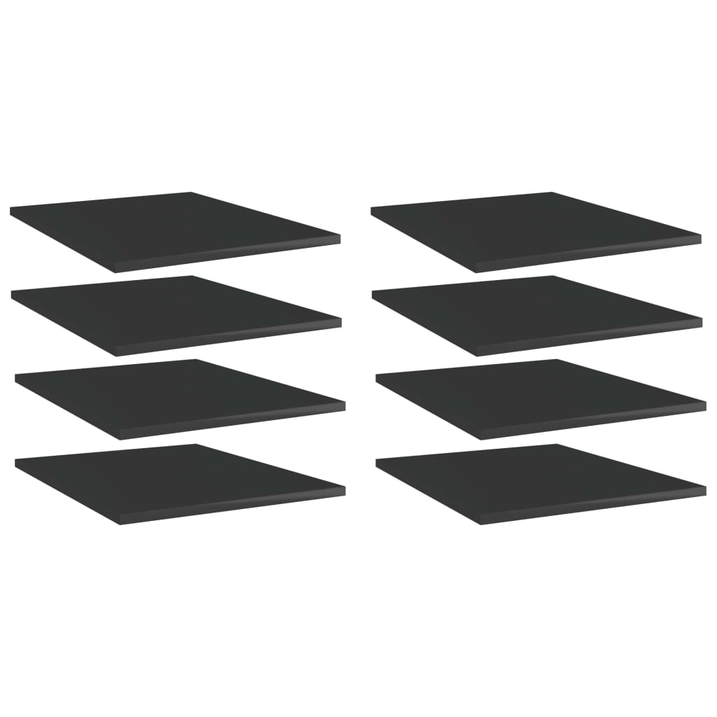 Ripiani Per Libreria 8Pz Nero Lucido 40X50X1,5Cm Multistrato Grigio Cemento