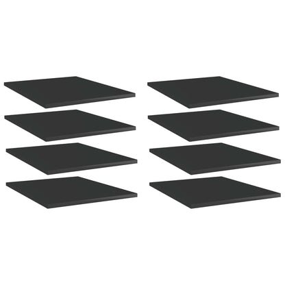 Ripiani Per Libreria 8Pz Nero Lucido 40X50X1,5Cm Multistrato Grigio Cemento