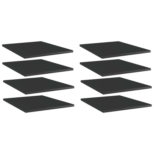 Ripiani Per Libreria 8Pz Nero Lucido 40X50X1,5Cm Multistrato Grigio Cemento