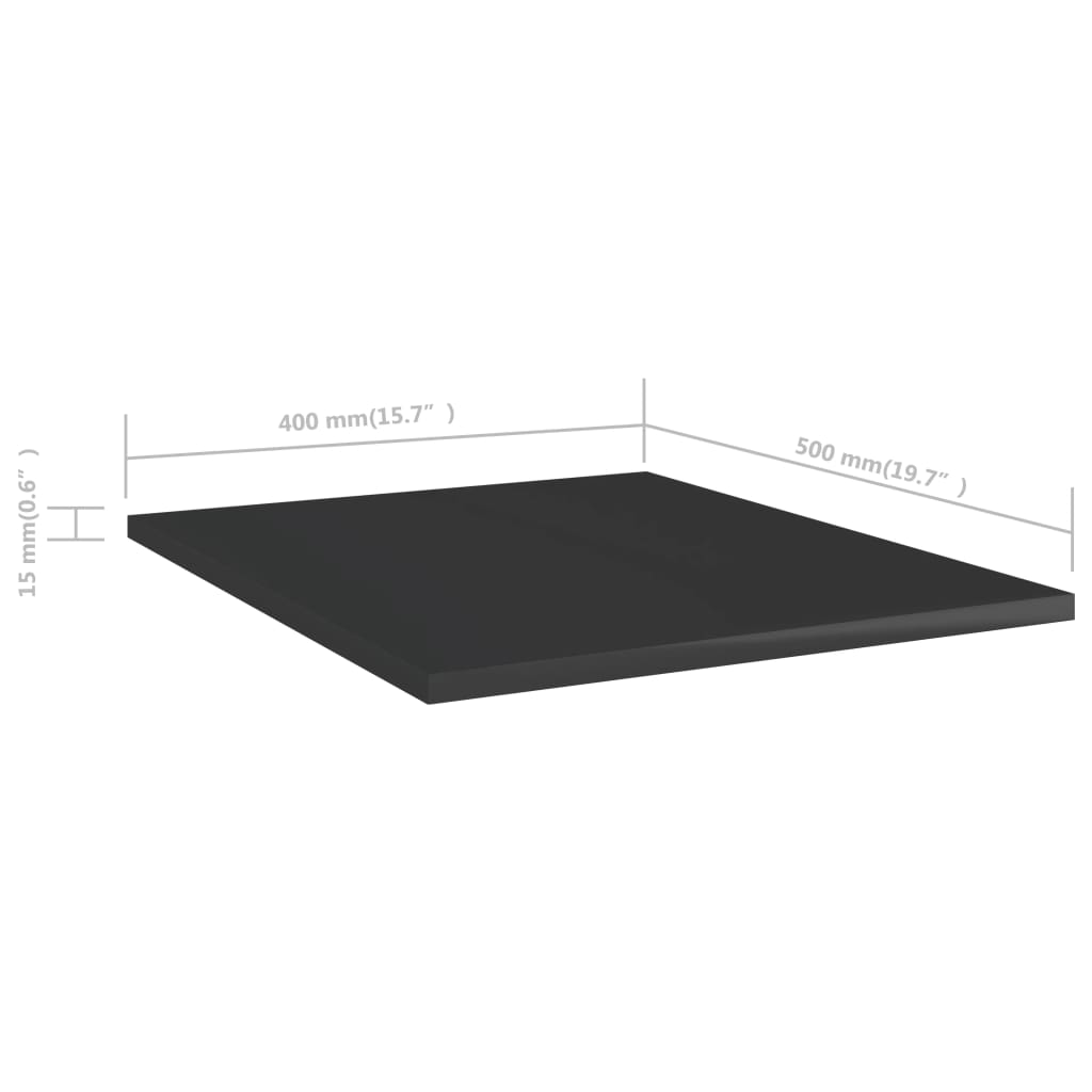 Ripiani Per Libreria 8Pz Nero Lucido 40X50X1,5Cm Multistrato Grigio Cemento