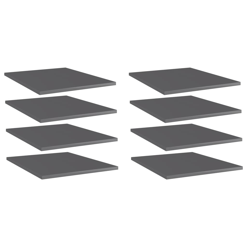 Ripiani Per Libreria 8Pz Grigio Lucido 40X50X1,5Cm Multistrato Grigio Cemento