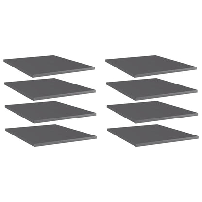 Ripiani Per Libreria 8Pz Grigio Lucido 40X50X1,5Cm Multistrato Grigio Cemento
