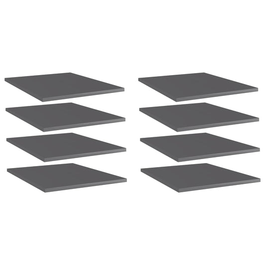 Ripiani Per Libreria 8Pz Grigio Lucido 40X50X1,5Cm Multistrato Grigio Cemento