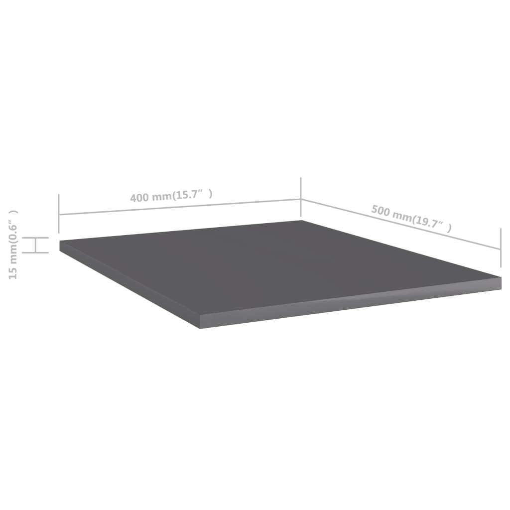 Ripiani Per Libreria 8Pz Grigio Lucido 40X50X1,5Cm Multistrato Grigio Cemento