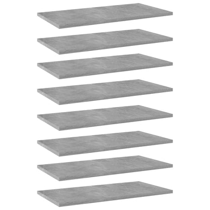 Ripiani Per Libreria 8Pz Grigio Cemento 60X30X1,5Cm Multistrato Grigio Cemento