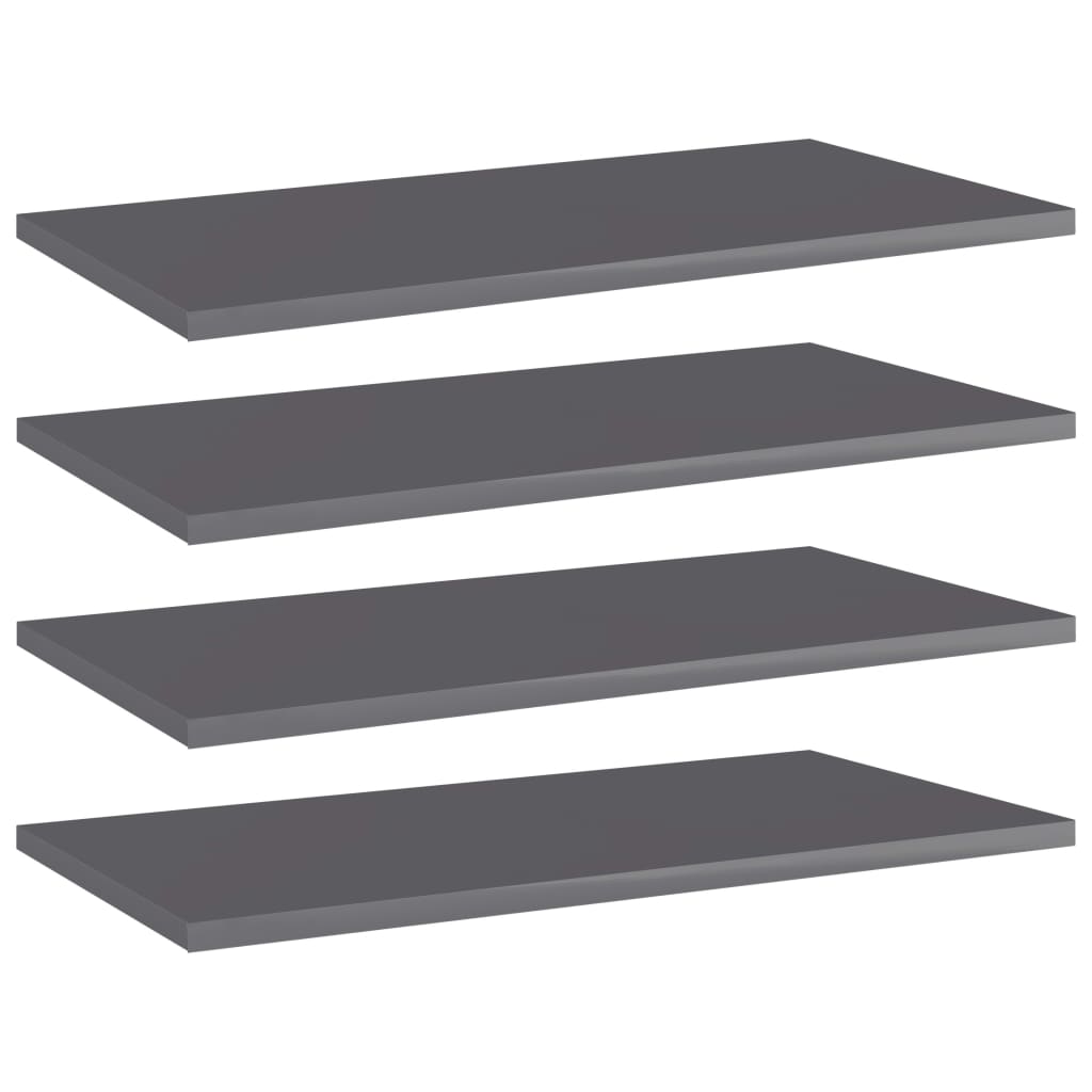 Ripiani Per Libreria 4Pz Grigio Lucido 60X30X1,5Cm Multistrato Grigio Cemento