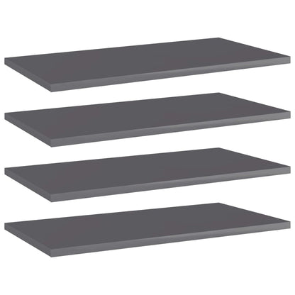 Ripiani Per Libreria 4Pz Grigio Lucido 60X30X1,5Cm Multistrato Grigio Cemento