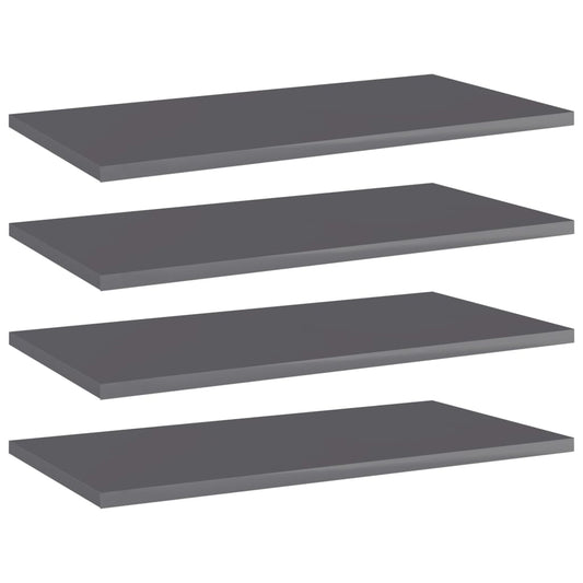 Ripiani Per Libreria 4Pz Grigio Lucido 60X30X1,5Cm Multistrato Grigio Cemento