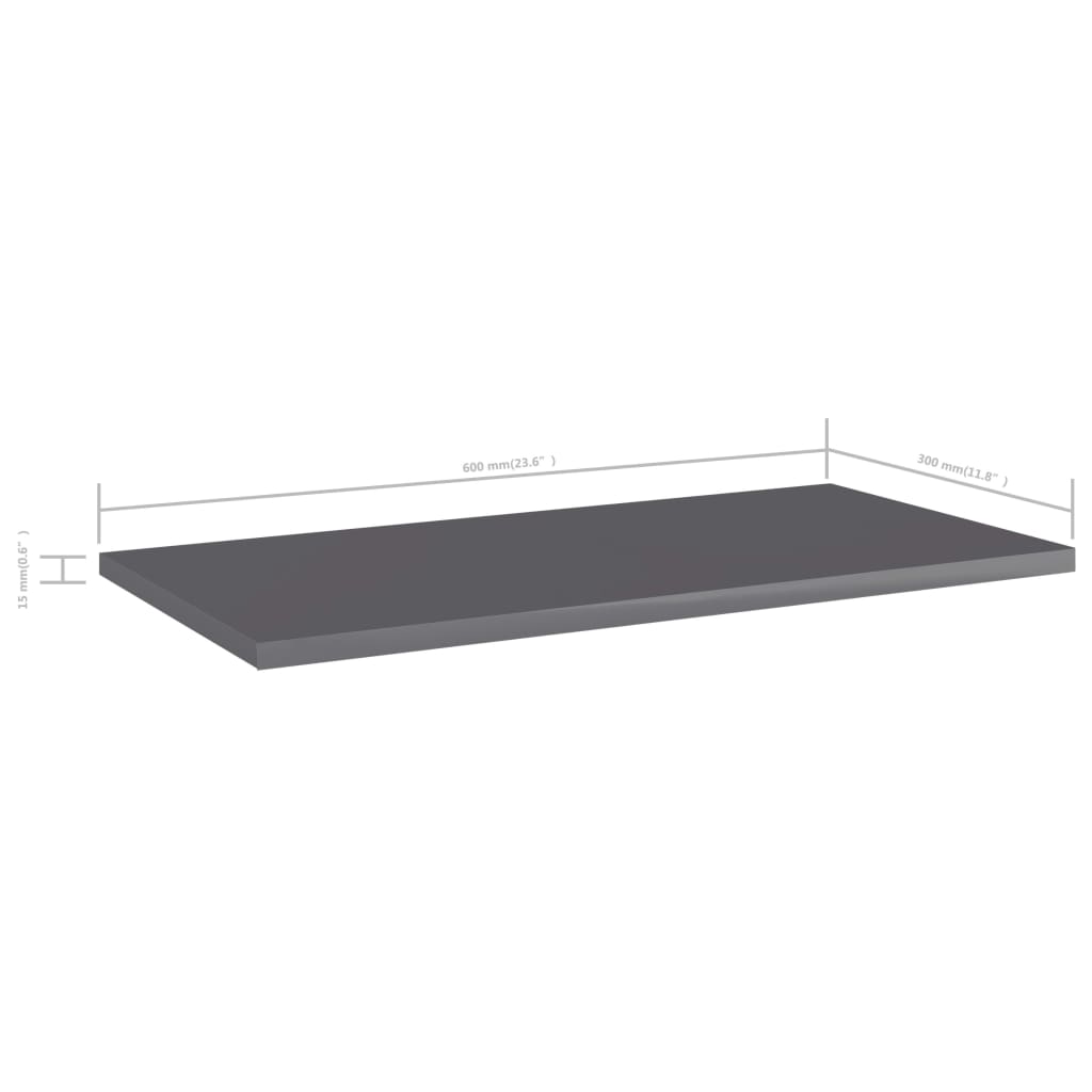 Ripiani Per Libreria 4Pz Grigio Lucido 60X30X1,5Cm Multistrato Grigio Cemento