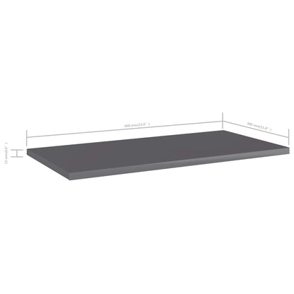 Ripiani Per Libreria 4Pz Grigio Lucido 60X30X1,5Cm Multistrato Grigio Cemento