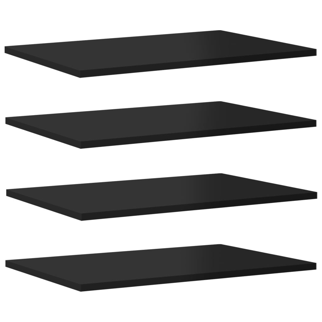 Ripiani Per Libreria 4Pz Nero Lucido 60X40X1,5Cm Multistrato Grigio Cemento