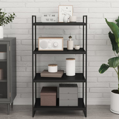Ripiani Per Libreria 4Pz Nero Lucido 60X40X1,5Cm Multistrato Grigio Cemento