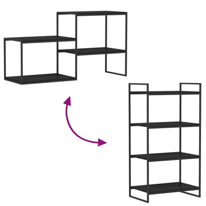 Ripiani Per Libreria 4Pz Nero Lucido 60X40X1,5Cm Multistrato Grigio Cemento