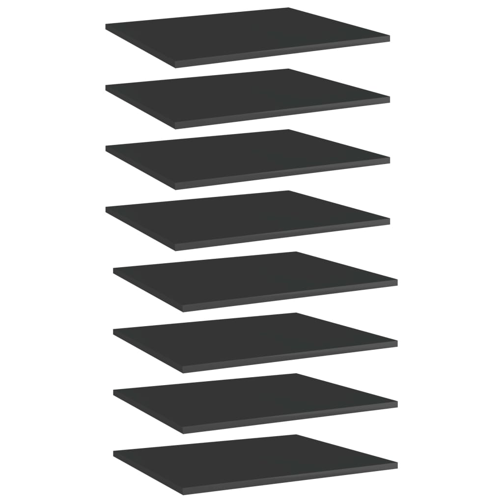 Ripiani Per Libreria 8Pz Nero Lucido 60X50X1,5Cm Multistrato Grigio Cemento
