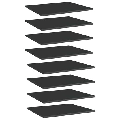 Ripiani Per Libreria 8Pz Nero Lucido 60X50X1,5Cm Multistrato Grigio Cemento